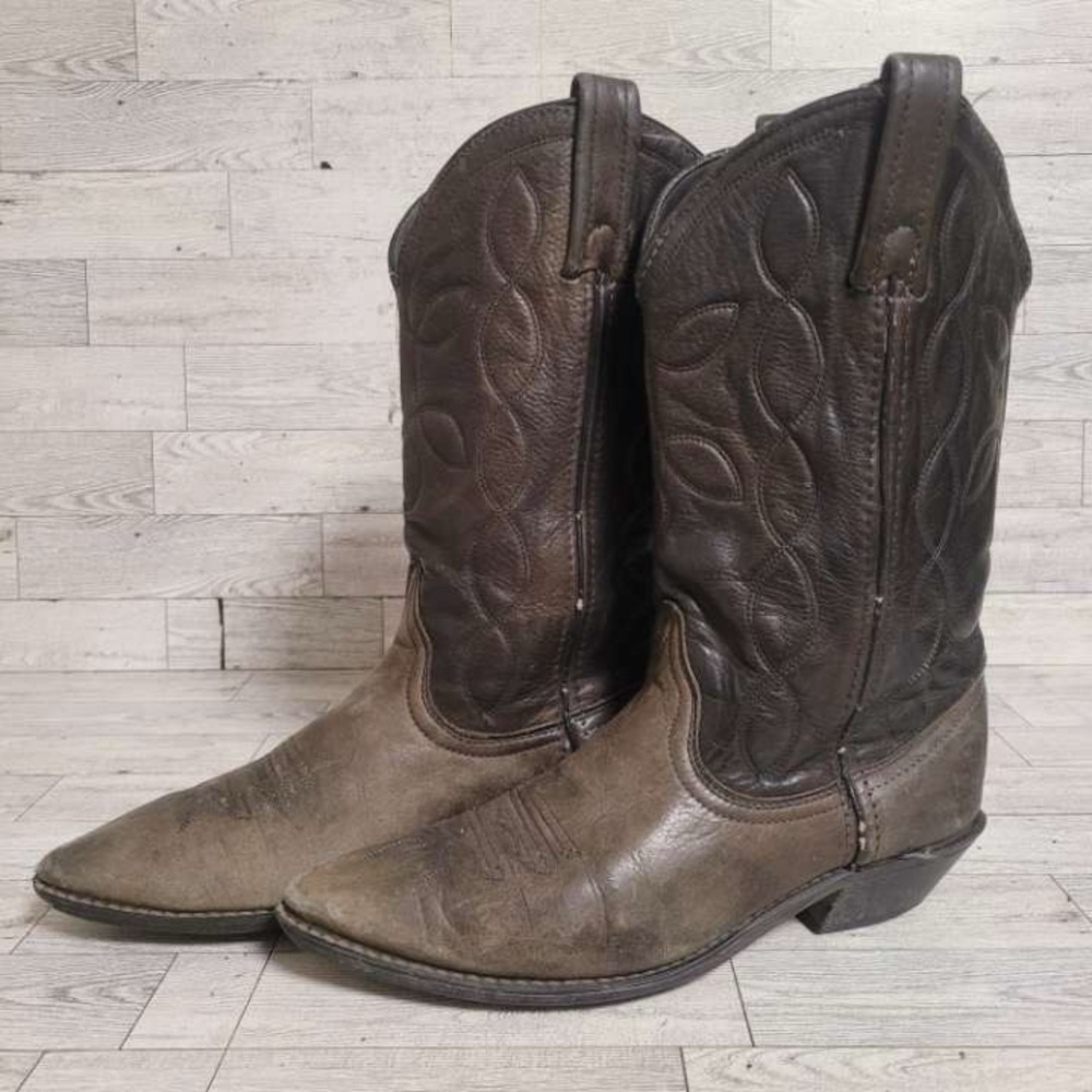 Women’s Unbranded Brown Leather Embroidered Western Rodeo Cowboy Boots Size 8